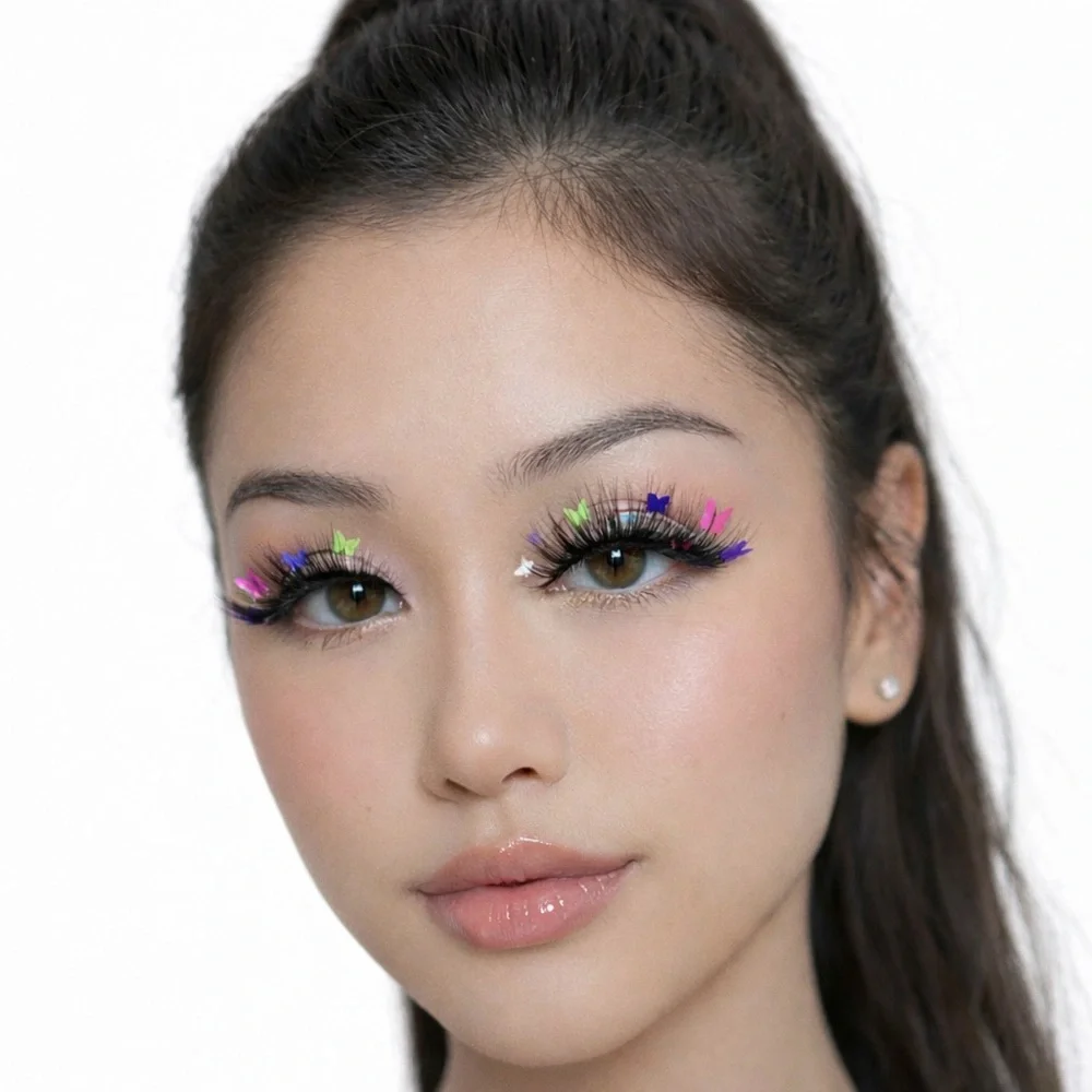 Butterfly Confetti Faux Mink Eyelashes Colorful Festival Lashes